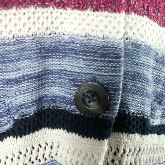 J Jill Cardigan Small Petite Stripe Cotton Linen Modal Pockets Shawl Collar - Picture 8 of 8